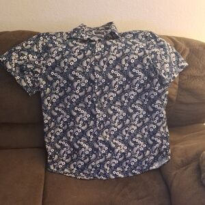 adidas Kids Blue Paisley Button Down Shirt